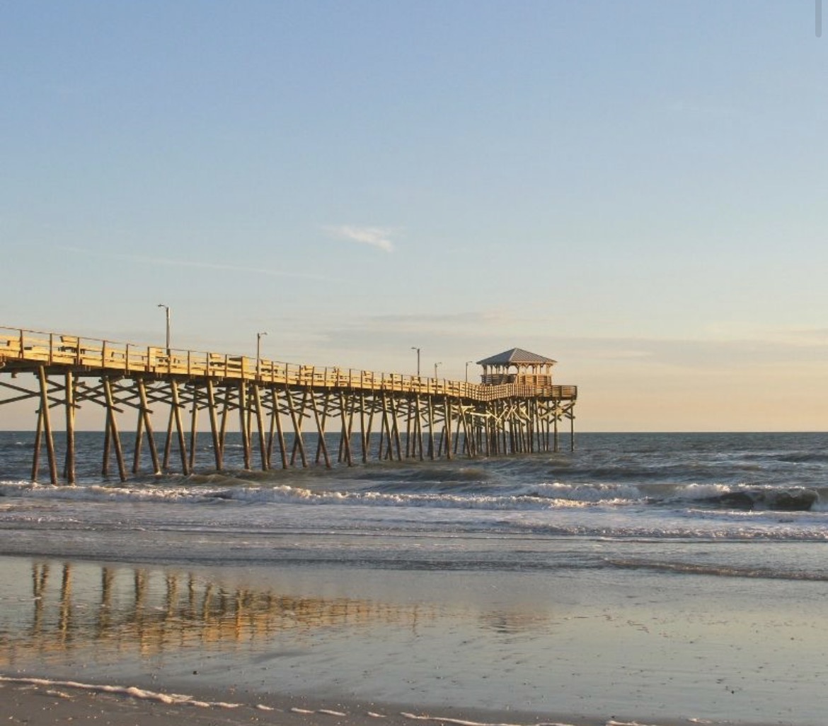 Oceanana Fishing Pier stretching over the Atlantic at Atlantic Beach, NC