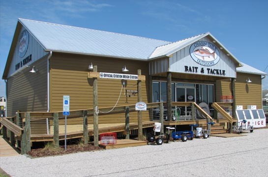 Chasin' Tails Outdoors bait and tackle shop building in Atlantic Beach, NC